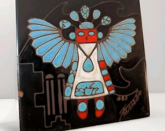 Handcrafted Tile Native American Artist Cleo Teissedre 6x6 Ceramic Tile Kachina