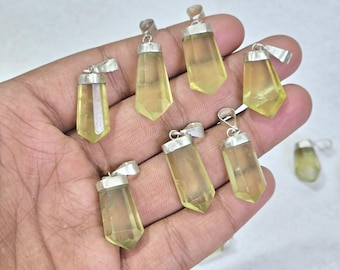 Collana con ciondolo in quarzo limone naturale / Gioiello in argento sterling di ispirazione vintage / Regalo curativo in quarzo giallo / Ciondolo energetico in cristallo