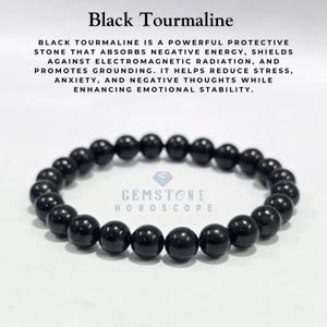 Stretchy Black Tourmaline Bracelet | Natural Gemstone Healing Crystal Jewelry | Protection and Grounding Bracelet for Men & Women