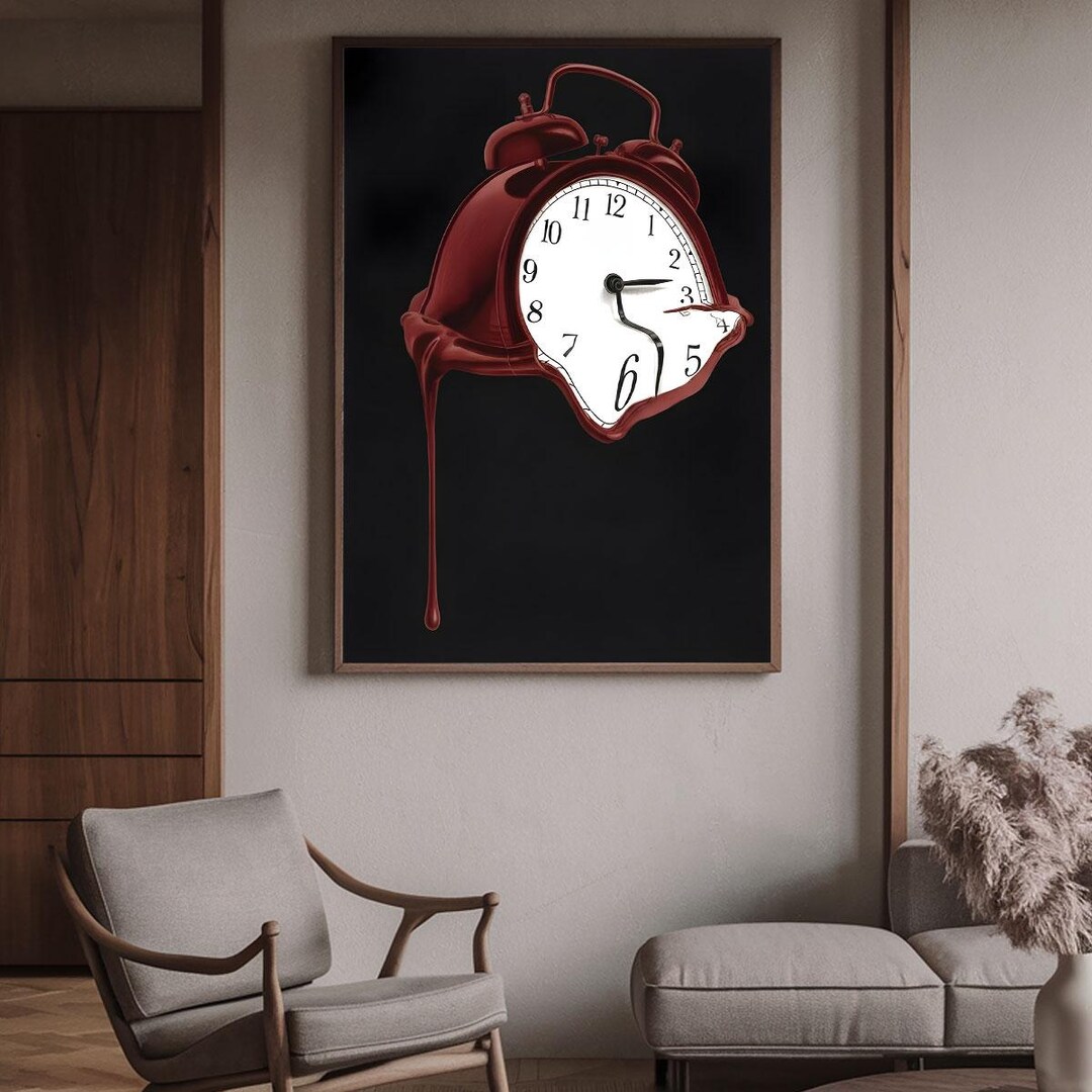 Melting Clock Surrealism Art Print Abstract Time Poster Vintage Surreal ...