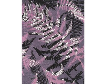 Pink Fern wall decor. A4 Giclee Print from original botanical fine art nature monotype by Stef Mitchell on Archival paper. Boho interior