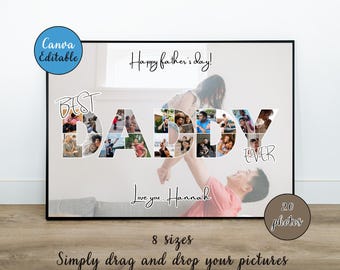 Personalized Daddy Photo Collage Frame | Custom Family Memories Gift for Dad | Daddy and daughter photo | Canva Style Display |
