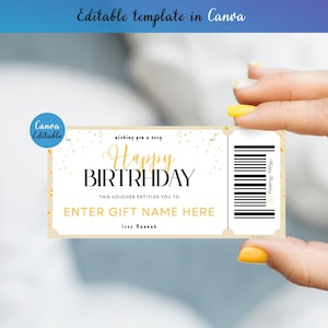 Birthday Voucher Template | Editable Gift Certificate in Canva | Printable Coupon | Instant Digital Download | VFT