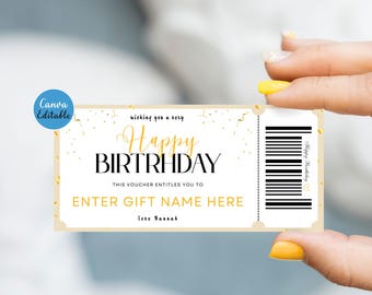 Birthday Voucher Template | Editable Gift Certificate in Canva | Printable Coupon | Instant Digital Download | VFT
