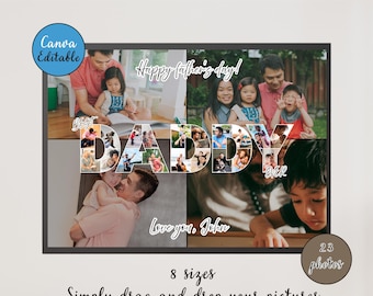 Canva Photo Collage, Personalized Dad Gift for Father's Day, Custom Family Frame
