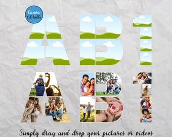 Editable Canva Frame Letters | Photo Collage Template | Number Frames | Mockup Bundle