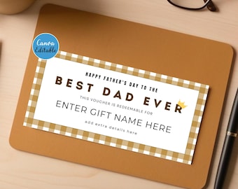 Editable Father's Day Gift Voucher Template – Canva | Printable Coupon | Digital Download | VFT