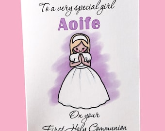 First holy communion card, Custom communion card , first holy communion, personalised, communion, holy communion, Girl, girls