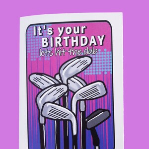 Biglietto d'auguri per il golf, biglietto d'auguri, biglietto d'auguri divertente, golf, mazza