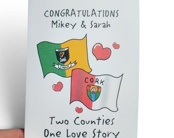 Biglietto di auguri personalizzato per matrimonio in contea: regalo di fidanzamento irlandese personalizzato