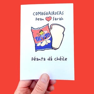 Cartão tayto irlandês personalizado, cartão de noivado tayto, tayto, personalizado, casamento, nítido, noivado, cartão, parabéns, cartão de casamento