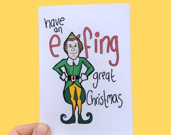Elves inspired Christmas card, elves, funny Christmas card