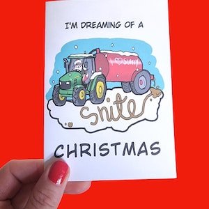 Tarjeta navideña divertida, Navidad de mierda, Navidad blanca, tarjeta navideña de tractor, tarjetas navideñas de tractor, tarjeta navideña irlandesa divertida, tractores
