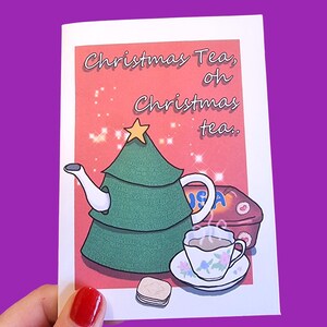 té de navidad, tarjeta navideña divertida, tarjeta navideña irlandesa, té, tarjeta de árbol de navidad