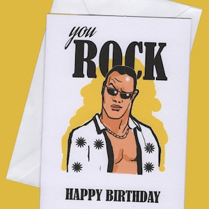 Cartão de aniversário You Rock, o rock, o cartão de aniversário do rock, dwayne johnson, cartões de luta livre, lutador, cartão de aniversário engraçado, cartão de aniversário, aniversário
