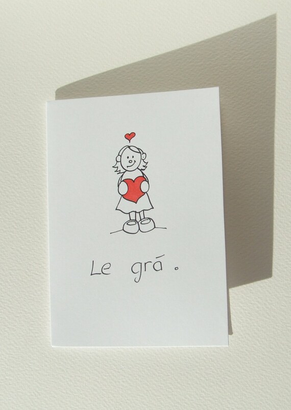 Items similar to With love, le Grá ,irish love card, Gaelic card on Etsy