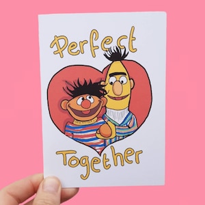 Bert e Ernie inspiraram cartão de casamento, cartão de casamento, cartão de noivado, casamento, noivado, cartão, casal