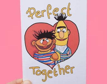 Bert und Ernie inspirierte Hochzeitskarte, Hochzeitskarte, Verlobungskarte, Hochzeit, Verlobung, Karte, Paar