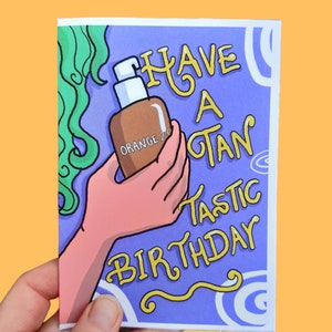 Joyeux anniversaire, bronzage, anniversaire drôle, carte, anniversaire, carte pour frère et sœur, meilleur ami, bronzage