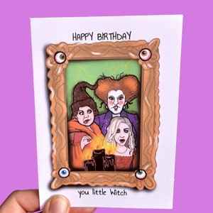 Buon compleanno piccola strega, compleanno divertente, biglietto, sorella, hocus pocus, compleanno sorella, amica, per lei