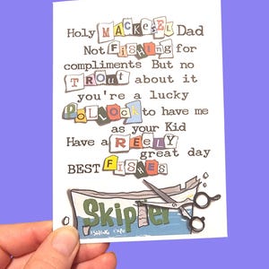 Biglietto di auguri per la pesca del papà, lo skipper, il papà, la festa del papà, il compleanno del papà, il pescatore