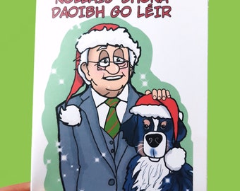 Michael d Higgins, tarjeta de Navidad Michael d, Navidad irlandesa, tarjeta de Navidad, Navidad