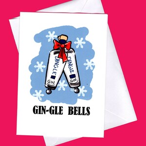 Jingle Bells, Gin, dingle gin, carte de Noël drôle, Noël drôle, Noël, carte de Noël, carte drôle, carte de vacances drôle
