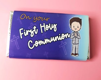 Downloadable Chocolate wrapper,boys,print your own,DIY,gift,communion, communion chocolate, party favours, first holy communion, party,Boys