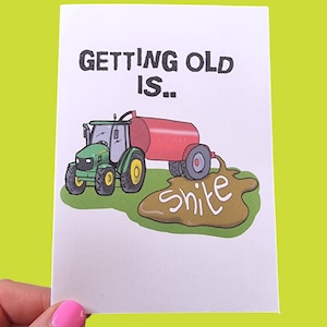 Carte d'anniversaire tracteur, carte d'anniversaire, carte tracteur rigolote, lisier, carte d'anniversaire rigolote, carte d'anniversaire insultante