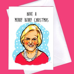 Carte de Noël drôle, carte drôle, Mary Berry, carte de Noël, pâtisserie britannique, carte de Noël, Noël, carte de vœux, carte de Noël, drôle