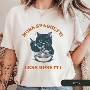More Spaghetti Less Upsetti Shirt, Noodle Cat Shirt, Spaghetti Shirt, Vintage Comfort Colors Shirt, Funny 90s Graphic Tee, Funny Food Shirt