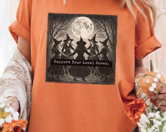 Support Your Local Coven Witch Halloween Shirt, Comfort Colors Witch Shirt, Witchy Tee, Witchy Vibes Shirt, Funny Witch Shirt, Salem Shirt