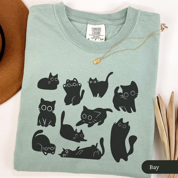 Cute Black Cats Shirt, Cute Cat Comfort Colors Shirt, Cat Person Gift, Cat Mom Gift, Gift For Catlover, Cat Lady Shirt, Cat Themed Gifts