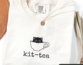 Camiseta de gato con colores reconfortantes de Kit-Tea, camiseta de té, camiseta divertida de gato, regalo para amantes de los gatos, regalo para mamás de gatos, camiseta para amantes del té, regalos con temática de gatos