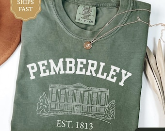 Comfort Colors Pride and Prejudice Shirt, Pemberley House Shirt, Jane Austen Gift for Book Lover, Mr Darcy Elizabeth Bennet Bookish Tee