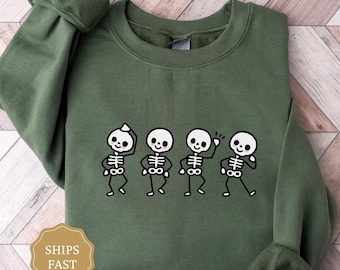 Cute Dancing Skeleton Sweatshirt, Skeleton Halloween Sweatshirt, Spooky  Season Sweater, Retro Halloween Shirt, Cute Skeleton Crewneck