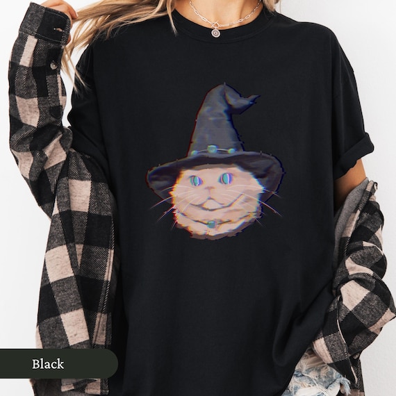 Trippy Wizard Cat Shirt, Psychedelic Weirdcore Cat Shirt, Grunge Clothing, Trippy Cat Shirt, Alt Clothing, Rave Gear, Vaporwave Aesthetic