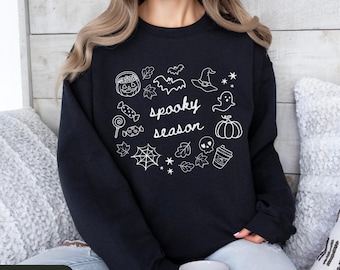 Vintage Spooky Season Sweatshirt, Trick or Treat Sweater, Halloween Sweatshirt, Retro Halloween Crewneck, Halloween Party Pullover