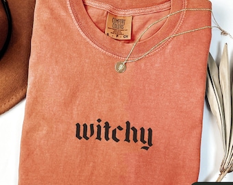 Witchy Comfort Colors Shirt, Halloween Shirt, Halloween Gift, Spooky Season Tee, Witch Tshirt, Witchy Vibes Shirt, Vintage Halloween Tee