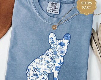 Comfort Colors Toile French Bulldog Shirt, French Bulldog Lover Shirt, Gift for French Bulldog Mom Shirt, Floral French Bulldog Mama Gift