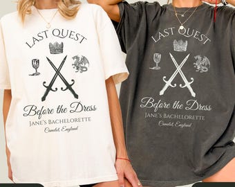 Last Quest Before the Dress Bachelorette Shirt, Comfort Colors Custom Bachelorette Tee, Fantasy Bridal Party Shirts, Medieval Dragon Tee
