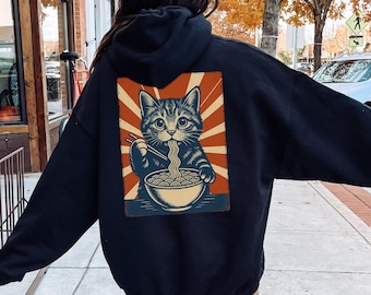 Noodle Cat Shirt, Ramen Cat Shirt, Cat Lover Gift, Kawaii Shirt, Anime Cat Shirt, Ramen Lover Gift, Kitty Tee, Japanese Cat Shirt