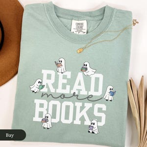 Reading Ghost Comfort Colors Shirt, Reading Halloween Shirt, Halloween Reading Tee, Comfort Colors Ghost Book Reader Shirt, Book Lover Gift