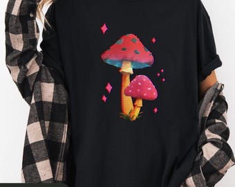 Hippie Mushroom Tee, Magic Mushroom Shirt, Mushroom Lover Gift, Rave Shirt, Goblincore Shirt, Weirdcore Shirt, Fungi Lover Gift, Trippy Tee