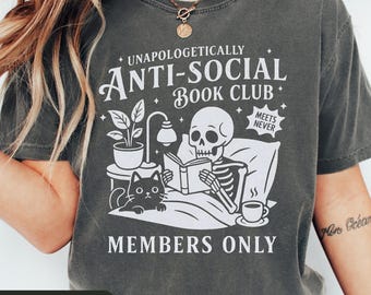 Anti-social Book Club Comfort Colors Shirt, Romance Reader Shirt, Bookish Shirt, Bookworm Shirt, Funny Reading Shirt, Gift for Book Lover