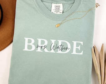 Comfort Colors Custom Bride Shirt, Custom Name Shirt, Engagement Gift, Custom Bride To Be Gift, Bridal Shower Gift, Personalized Bride Shirt