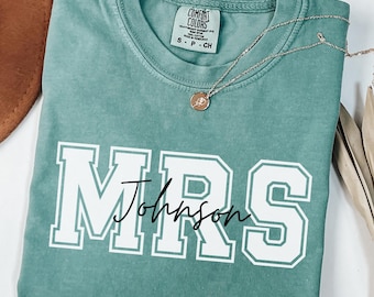Comfort Colors Custom Mrs Shirt, Engagement Gift, Custom Bride To Be Gift, New Mrs Bridal Shower Gift, Custom Bride Shirt, Engagement Gifts