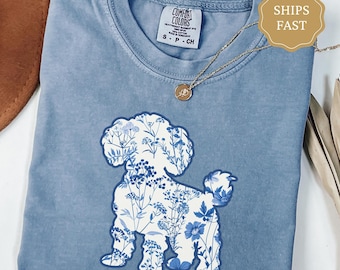 Comfort Colors Toile Poodle Shirt, Poodle Lover Shirt, Gift for Poodle Mom Shirt, Poodle Mama Gift, Boho Dog Shirt Gift for Her