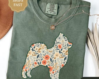 Comfort Colors Floral Pomeranian Shirt, Pomeranian Lover Shirt, Gift for Pomeranian Mama, Dog Mom Shirt, Pomeranian Mom Gift, Boho Dog Shirt