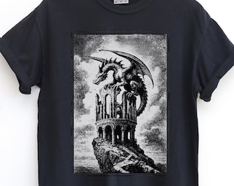 Vintage Dragon Shirt, Retro Dragon Comfort Colors Tshirt, Dragon Lovers Gift Tee, Grimdark, Medieval Shirt, Dark Fantasy Shirt, Castlecore